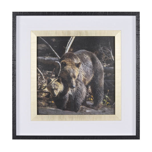 Mercana - Mom and Cub by Chad Mackay a Hand Embellished Textured Framed Art Print Matted under Glass - 14372 view 1
