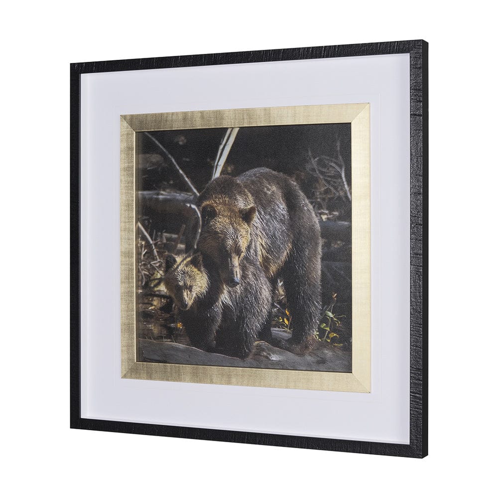Mercana - Mom and Cub by Chad Mackay a Hand Embellished Textured Framed Art Print Matted under Glass - 14372 view 2