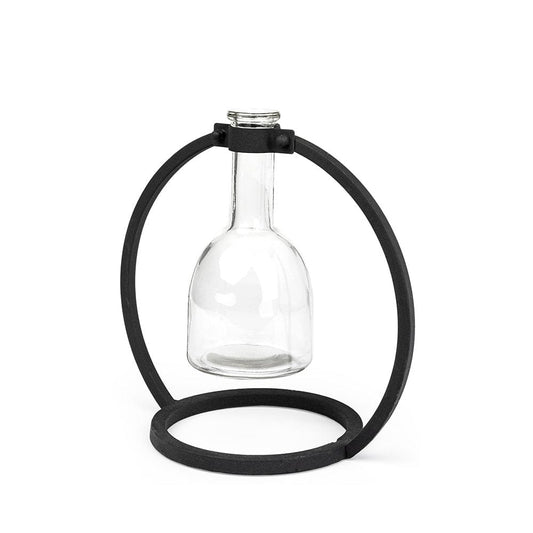 Mercana - Monica I Short Black Metal Glass Bottle Vase - 67909 view 1