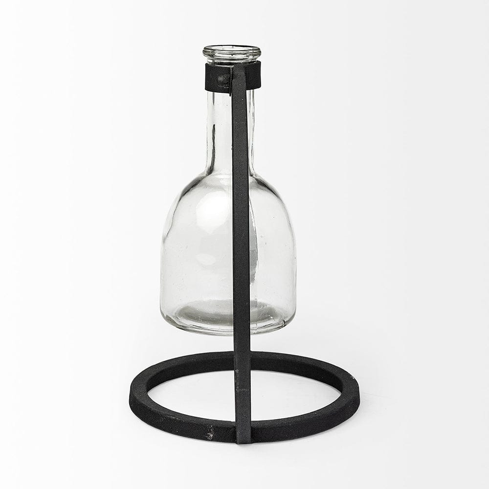 Mercana - Monica I Short Black Metal Glass Bottle Vase - 67909 view 5