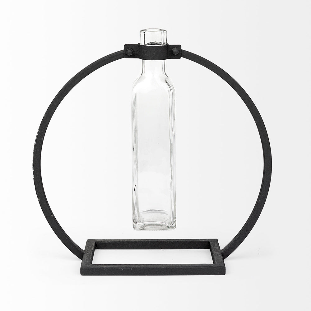 Mercana - Monica II Tall Black Metal Glass Bottle Vase - 67910 view 4
