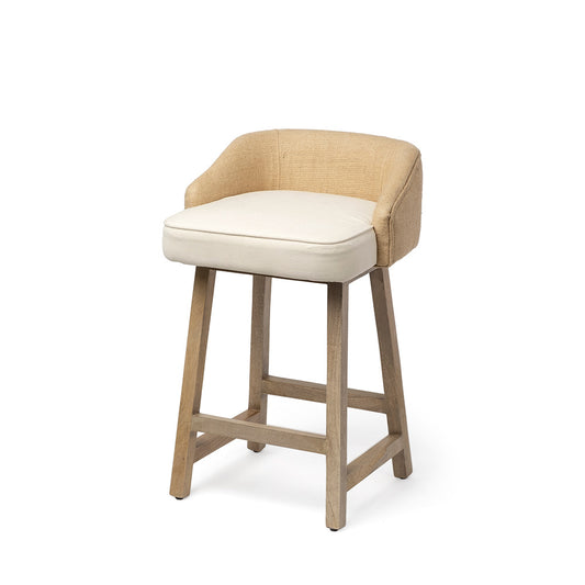 Mercana - Monmouth 24.25" Seat Height Cream/Beige Fabric Seat Brown Wood Frame Counter Stool - 68143 view 1