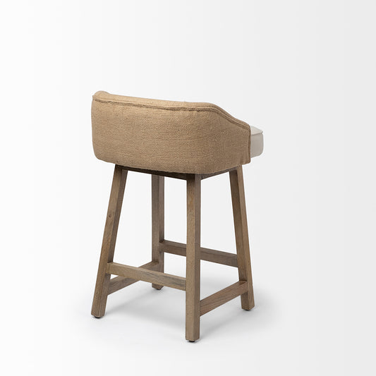 Mercana - Monmouth 24.25" Seat Height Cream/Beige Fabric Seat Brown Wood Frame Counter Stool - 68143 view 2