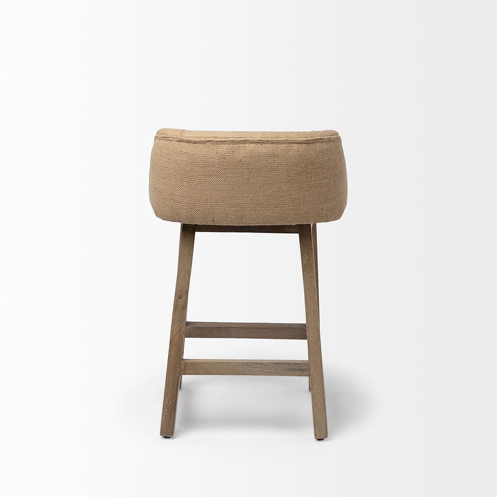 Mercana - Monmouth 24.25" Seat Height Cream/Beige Fabric Seat Brown Wood Frame Counter Stool - 68143 view 3