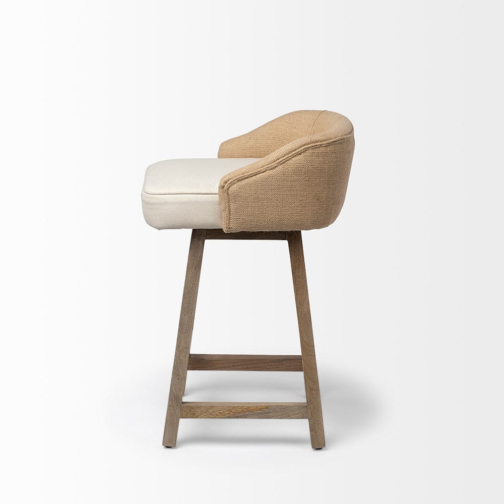 Mercana - Monmouth 24.25" Seat Height Cream/Beige Fabric Seat Brown Wood Frame Counter Stool - 68143 view 4