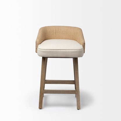 Mercana - Monmouth 24.25" Seat Height Cream/Beige Fabric Seat Brown Wood Frame Counter Stool - 68143 view 5