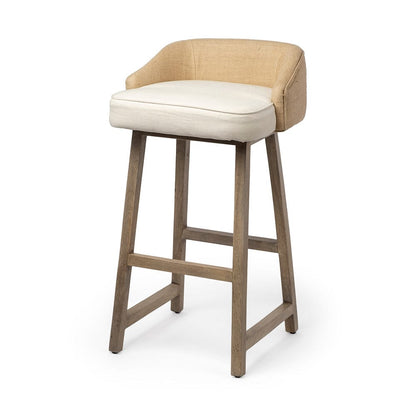 Mercana - Monmouth 30.5" Seat Height Cream/Beige Fabric Seat Brown Wood Frame Bar Stool - 68142 view 1