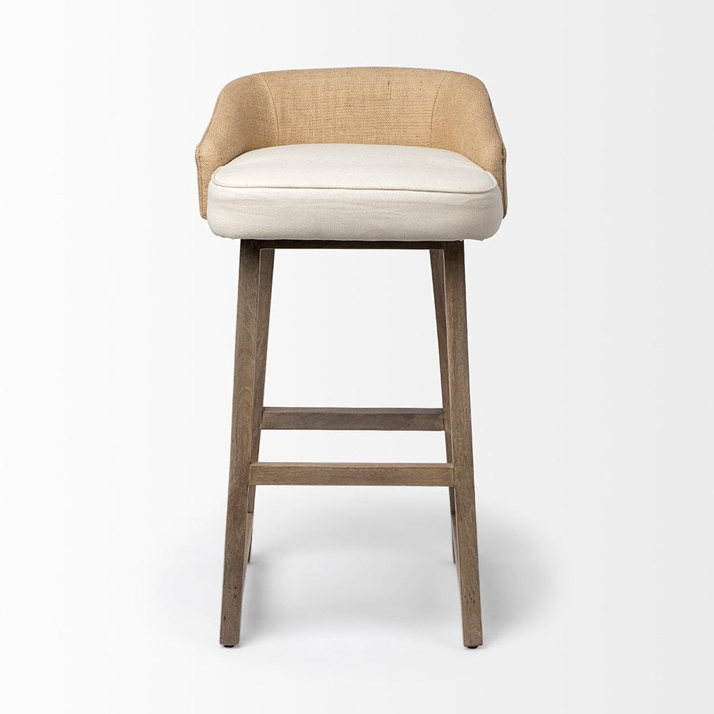 Mercana - Monmouth 30.5" Seat Height Cream/Beige Fabric Seat Brown Wood Frame Bar Stool - 68142 view 2