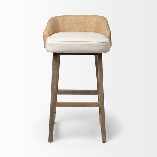 Mercana - Monmouth 30.5" Seat Height Cream/Beige Fabric Seat Brown Wood Frame Bar Stool - 68142 view 2