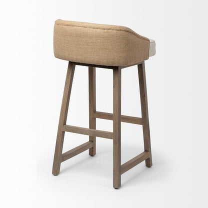 Mercana - Monmouth 30.5" Seat Height Cream/Beige Fabric Seat Brown Wood Frame Bar Stool - 68142 view 3