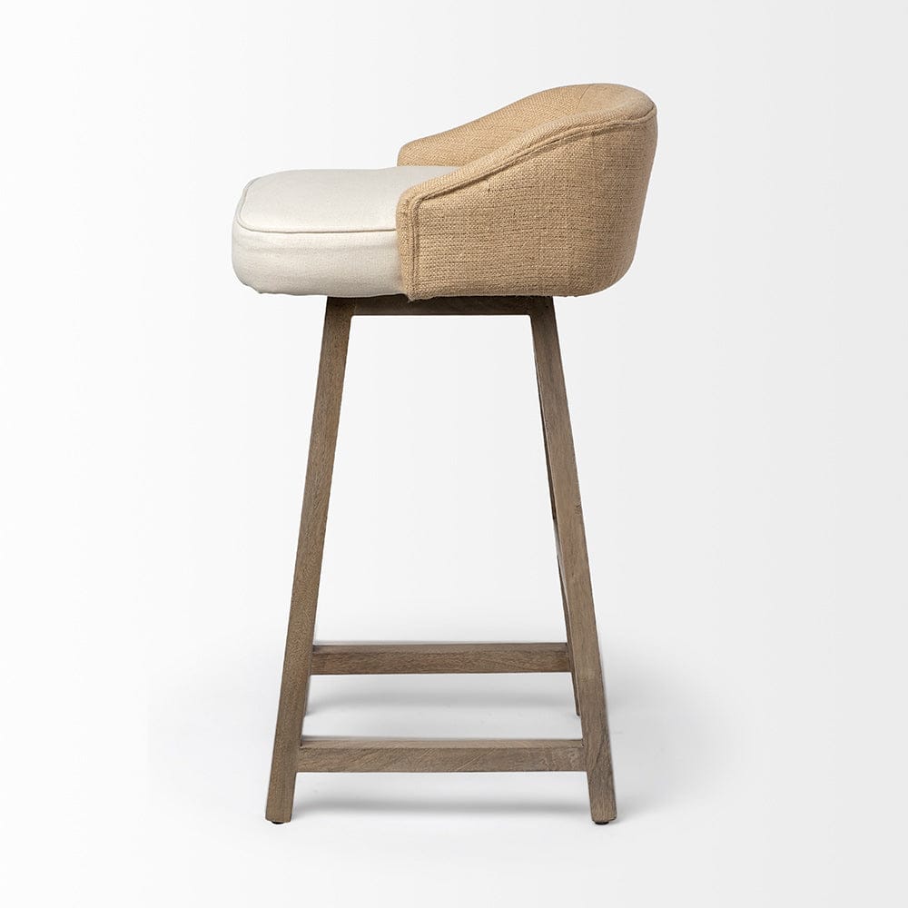Mercana - Monmouth 30.5" Seat Height Cream/Beige Fabric Seat Brown Wood Frame Bar Stool - 68142 view 5