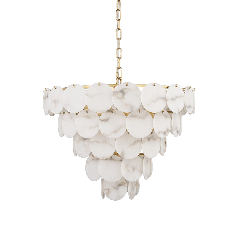 Mercana - Monroe Brushed Gold Metal w/ Resin Shade 6-Light Chandelier - 70445 view 1