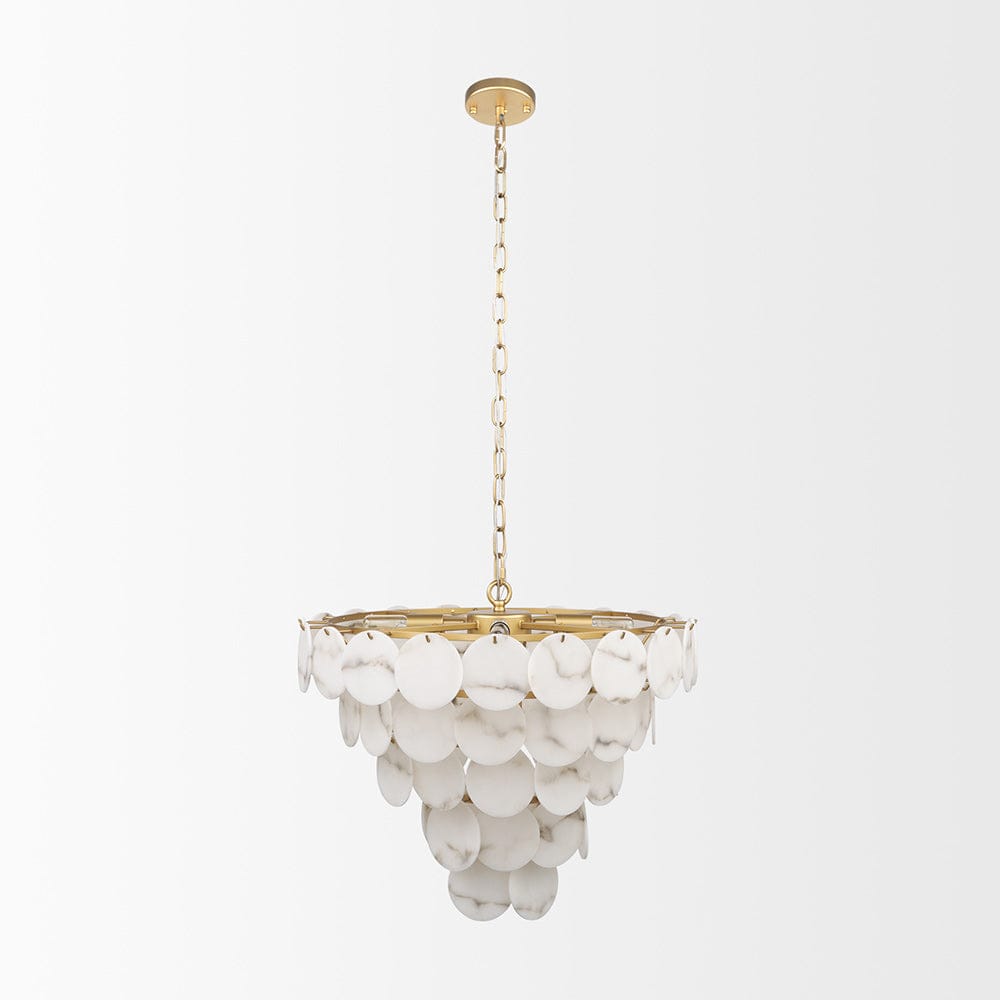 Mercana - Monroe Brushed Gold Metal w/ Resin Shade 6-Light Chandelier - 70445 view 2