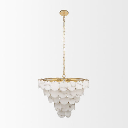 Mercana - Monroe Brushed Gold Metal w/ Resin Shade 6-Light Chandelier - 70445 view 2