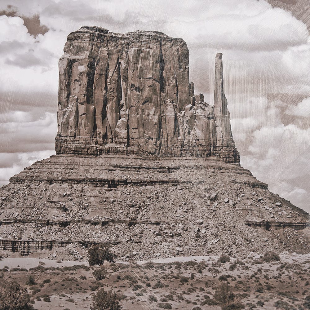 Mercana - Monument Valley II Sepia by Debra Van Swearingen a Hand Embellished Framed Art Print Matted under Gl - 15462 view 6