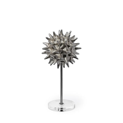Mercana - Morning Star I Small 7L x 7W Silver Spiky Metal Orb On A Pedestal - 68070 view 1