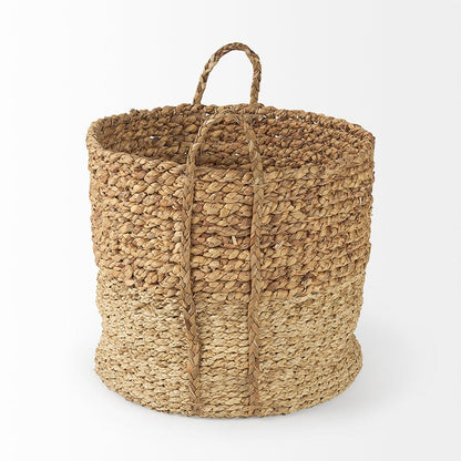 Mercana - Morocco 15.7L x 15.7 Brown Two Tone Water Hyacinth and Cornhusk Round Basket W/ Handles (Set of 3) - 69584 view 3