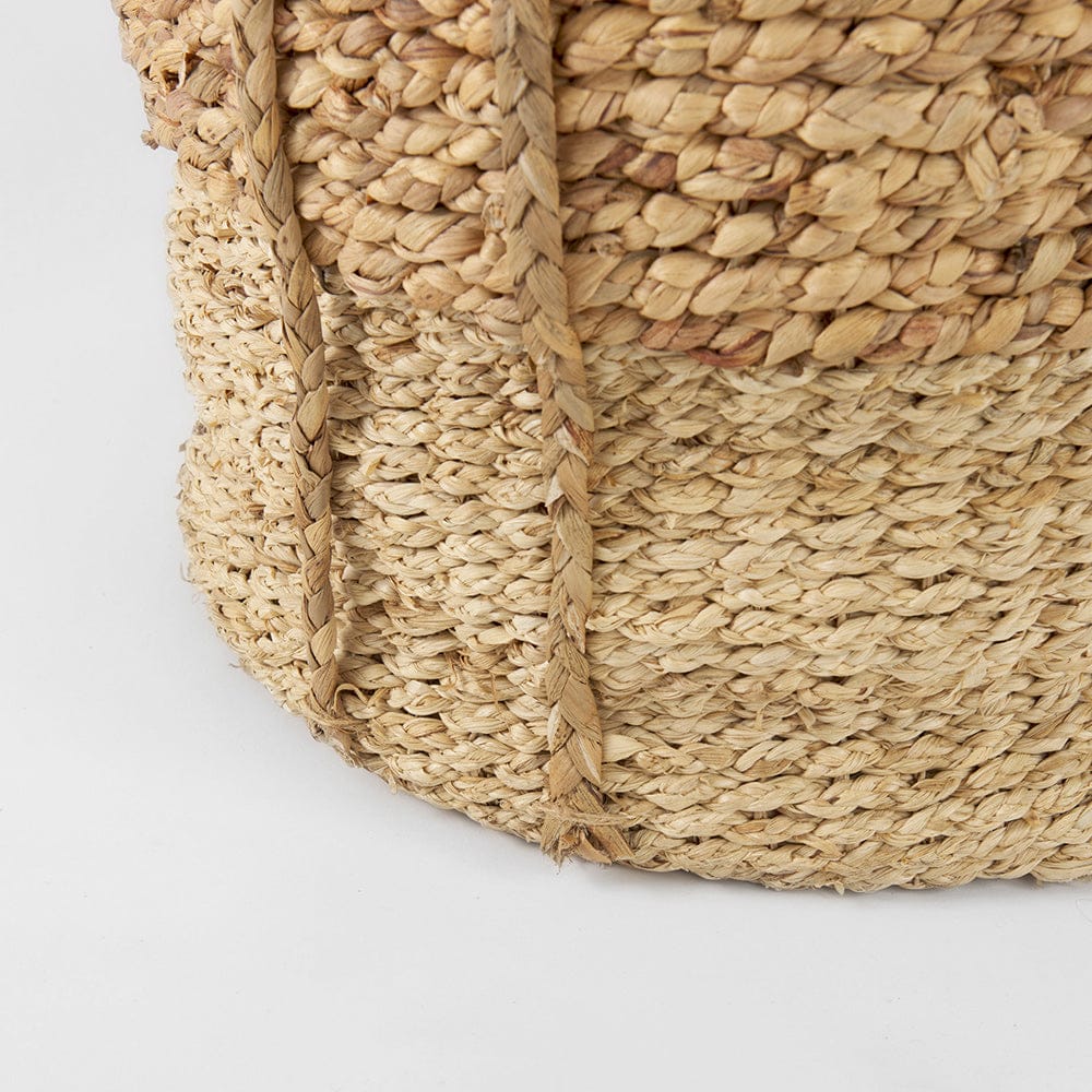 Mercana - Morocco 15.7L x 15.7 Brown Two Tone Water Hyacinth and Cornhusk Round Basket W/ Handles (Set of 3) - 69584 view 8