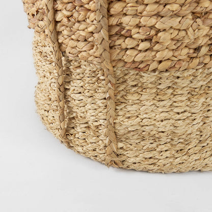 Mercana - Morocco 15.7L x 15.7 Brown Two Tone Water Hyacinth and Cornhusk Round Basket W/ Handles (Set of 3) - 69584 view 8