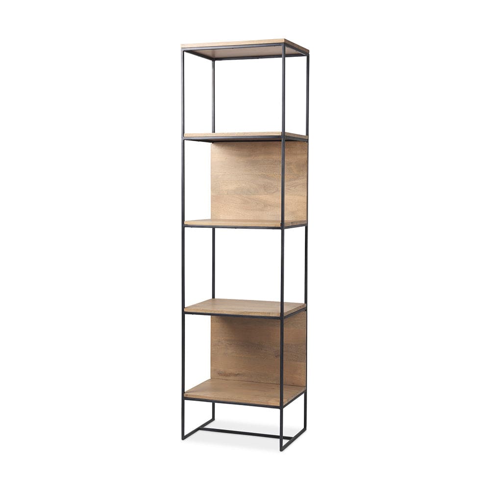 Mercana - Morris 19.75 L x 15.0W x 72.5H Beige Wood W/Black Metal Frame 4-Tier Shelving Unit - 69717 view 1
