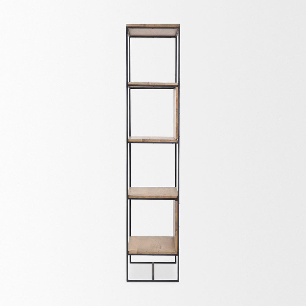 Mercana - Morris 19.75 L x 15.0W x 72.5H Beige Wood W/Black Metal Frame 4-Tier Shelving Unit - 69717 view 3