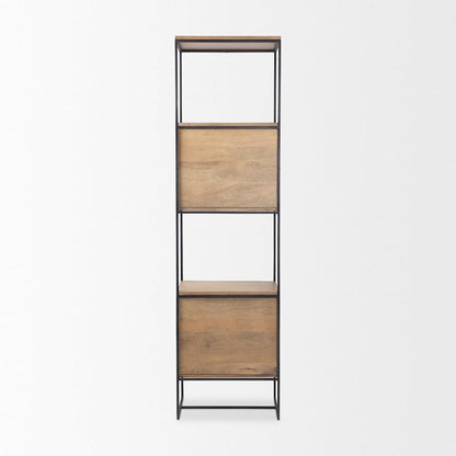 Mercana - Morris 19.75 L x 15.0W x 72.5H Beige Wood W/Black Metal Frame 4-Tier Shelving Unit - 69717 view 4