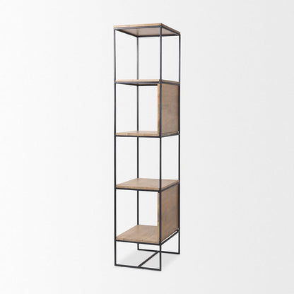 Mercana - Morris 19.75 L x 15.0W x 72.5H Beige Wood W/Black Metal Frame 4-Tier Shelving Unit - 69717 view 5