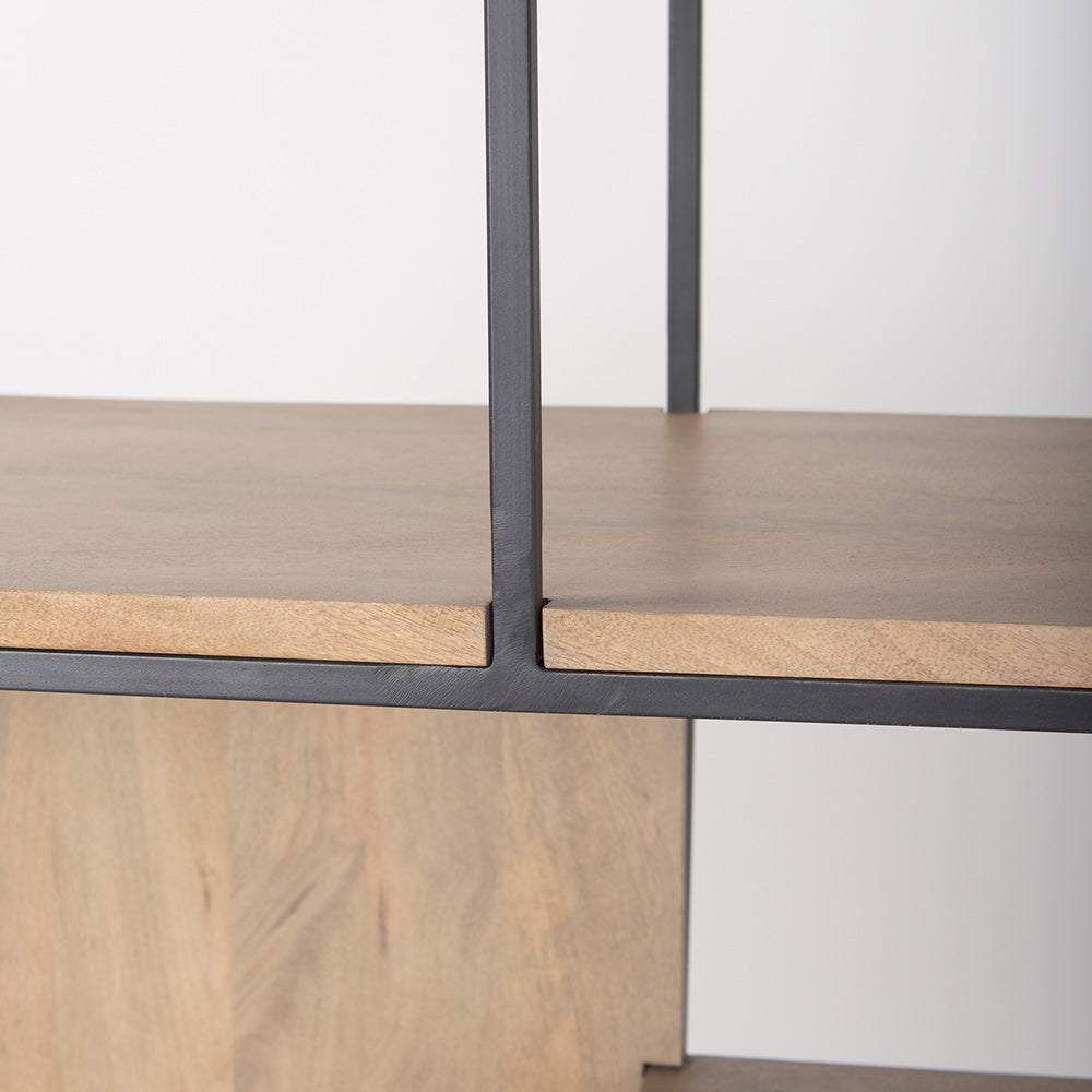 Mercana - Morris 47.0L x 15.0W x 75.0H Light Brown Wood w/ Black Metal Frame 6-Tier Shelving Unit - 69718 view 6