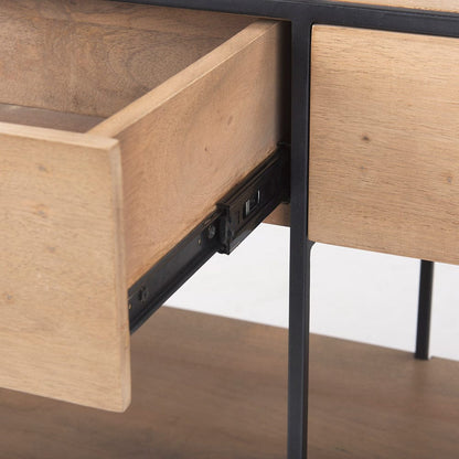Mercana - Morris 63.0L x 15.0W x 31.0H Beige Wood w/ Black Metal Frame 2 Drawer Console Table - 69716_CLOSEOUT view 8
