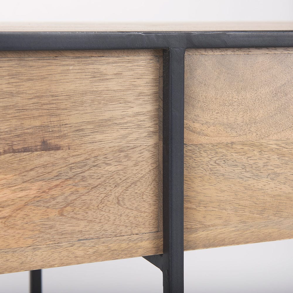Mercana - Morris 63.0L x 15.0W x 31.0H Beige Wood w/ Black Metal Frame 2 Drawer Console Table - 69716_CLOSEOUT view 9