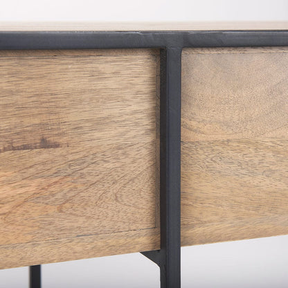 Mercana - Morris 63.0L x 15.0W x 31.0H Beige Wood w/ Black Metal Frame 2 Drawer Console Table - 69716_CLOSEOUT view 9