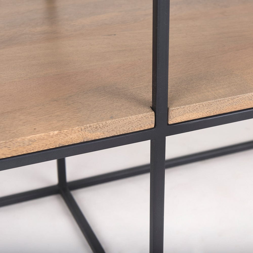 Mercana - Morris 63.0L x 15.0W x 31.0H Beige Wood w/ Black Metal Frame 2 Drawer Console Table - 69716_CLOSEOUT view 10