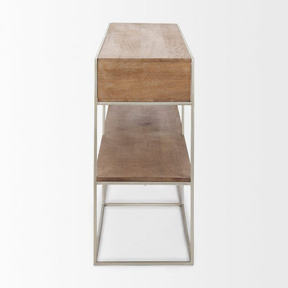 Mercana - Morris I 63L x 15W x 31H Brown Wood w/ Silver Metal Frame 2 Drawer Console Table - 69102_CLOSEOUT view 4
