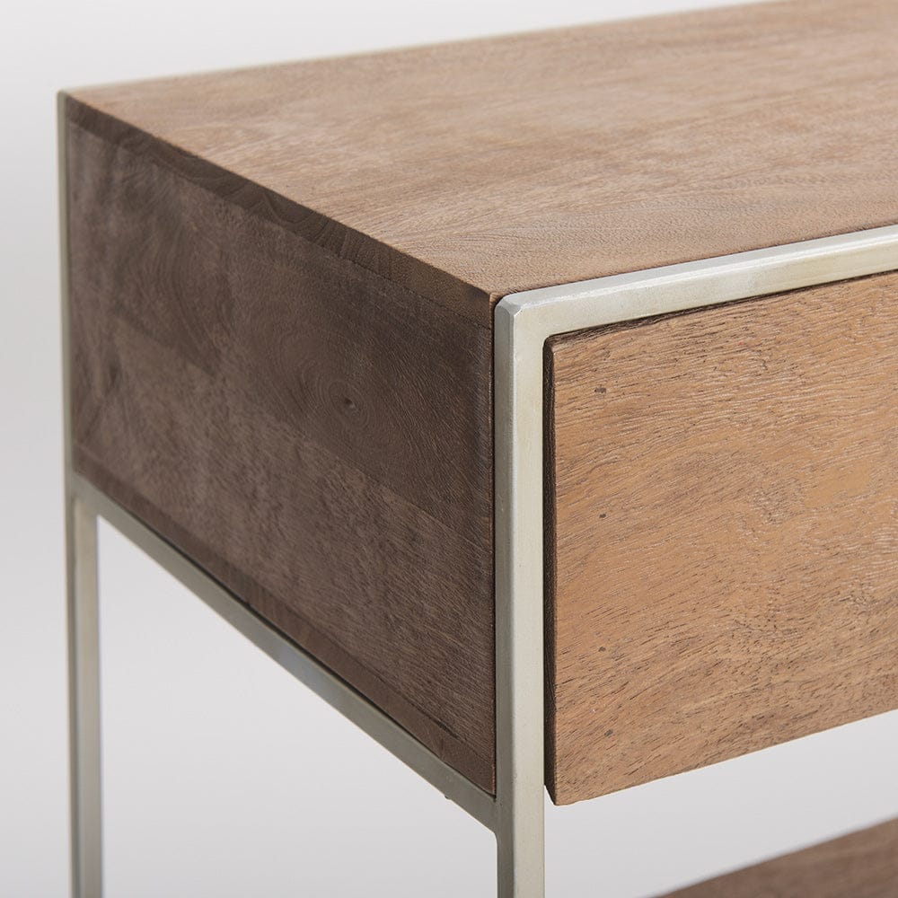 Mercana - Morris I 63L x 15W x 31H Brown Wood w/ Silver Metal Frame 2 Drawer Console Table - 69102_CLOSEOUT view 8