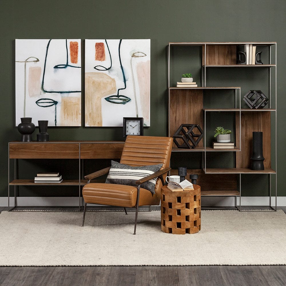 Mercana - Morris III 47.25 X 15 X 75.5 Brown Wood and Silver Metal Frame 6 Shelf Shelving Unit - 69104 view 2