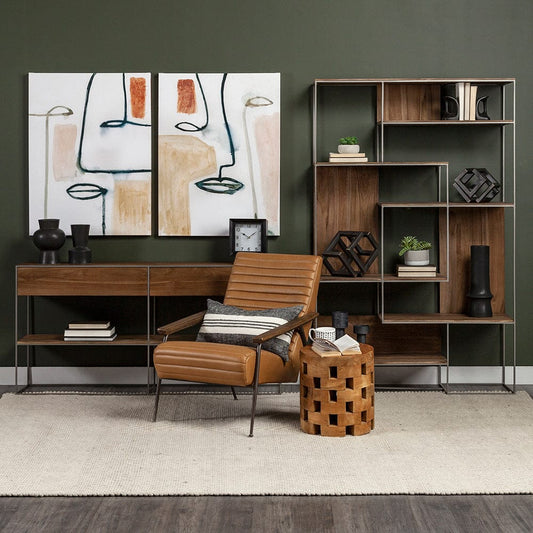 Mercana - Morris III 47.25 X 15 X 75.5 Brown Wood and Silver Metal Frame 6 Shelf Shelving Unit - 69104 view 2