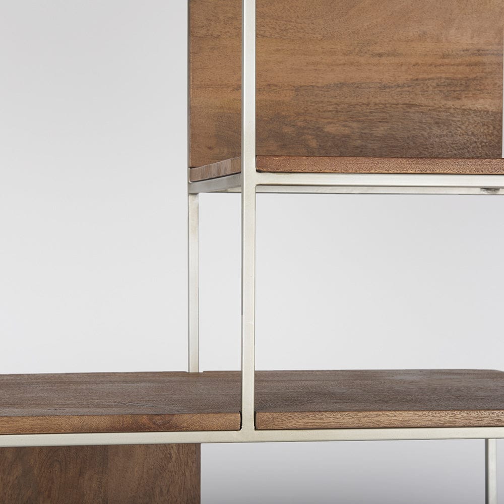 Mercana - Morris III 47.25 X 15 X 75.5 Brown Wood and Silver Metal Frame 6 Shelf Shelving Unit - 69104 view 8
