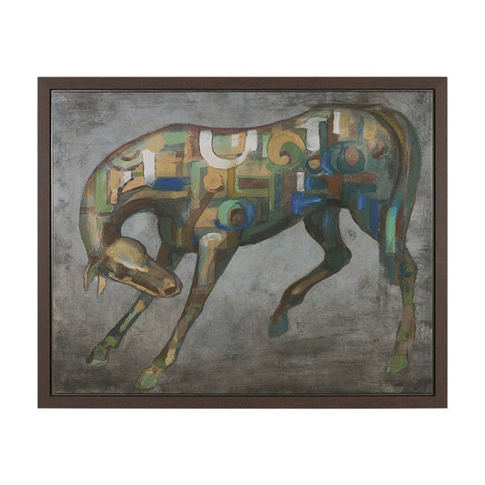 Mercana - Mosaic Horse I by Mercana Studio a Hand Embellished Textured Framed Canvas - 102652-FL view 1