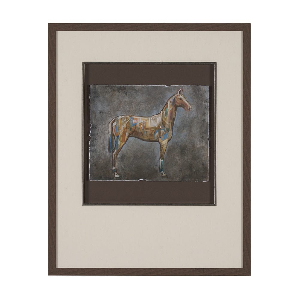 Mercana - Mosaic Horse II by Mercana Studio a Hand Embellished Framed Art Print Matted under Glass - 15679 view 1