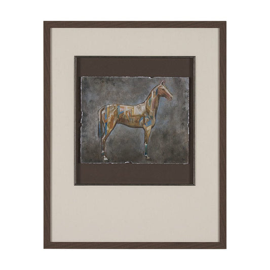Mercana - Mosaic Horse II by Mercana Studio a Hand Embellished Framed Art Print Matted under Glass - 15679 view 1