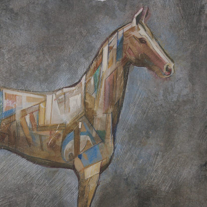Mercana - Mosaic Horse II by Mercana Studio a Hand Embellished Framed Art Print Matted under Glass - 15679 view 7