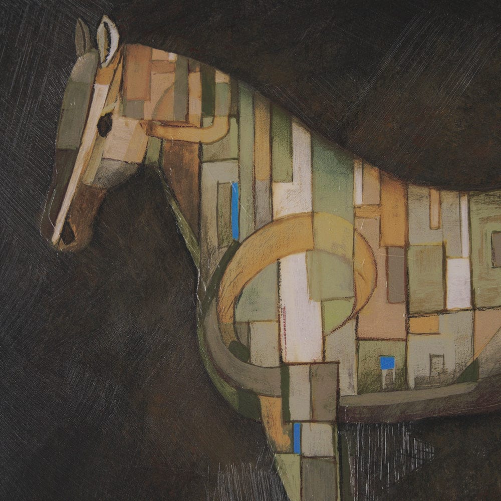 Mercana - Mosaic Horse III by Mercana Studio a Hand Embellished Framed Art Print Matted under Glass - 15680 view 7
