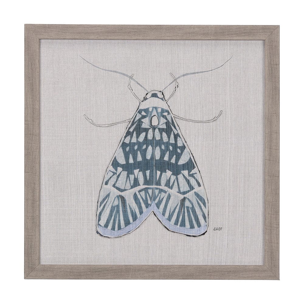 Mercana - Moth Blue I by Mercana Studio a Hand Embellished Textured Framed Art Print - 14308 view 1