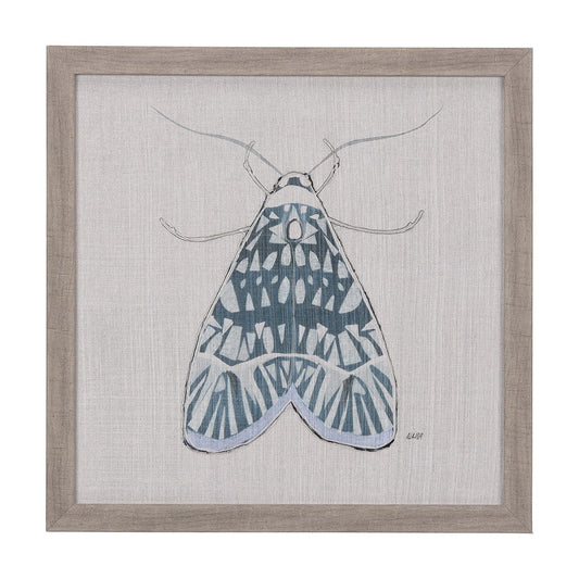 Mercana - Moth Blue I by Mercana Studio a Hand Embellished Textured Framed Art Print - 14308 view 1