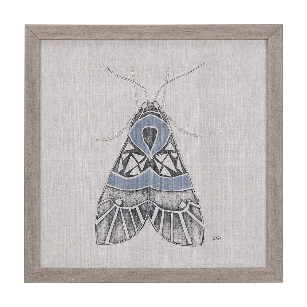 Mercana - Moth Blue II by Mercana Studio a Hand Embellished Textured Framed Art Print - 14309 view 1