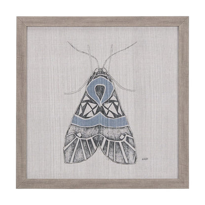Mercana - Moth Blue II by Mercana Studio a Hand Embellished Textured Framed Art Print - 14309 view 1