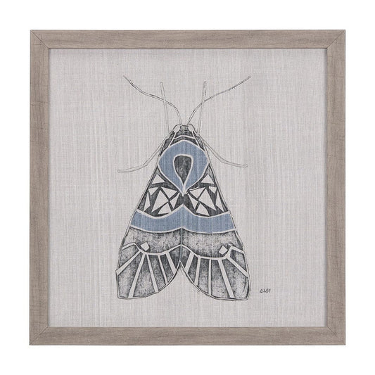 Mercana - Moth Blue II by Mercana Studio a Hand Embellished Textured Framed Art Print - 14309 view 1