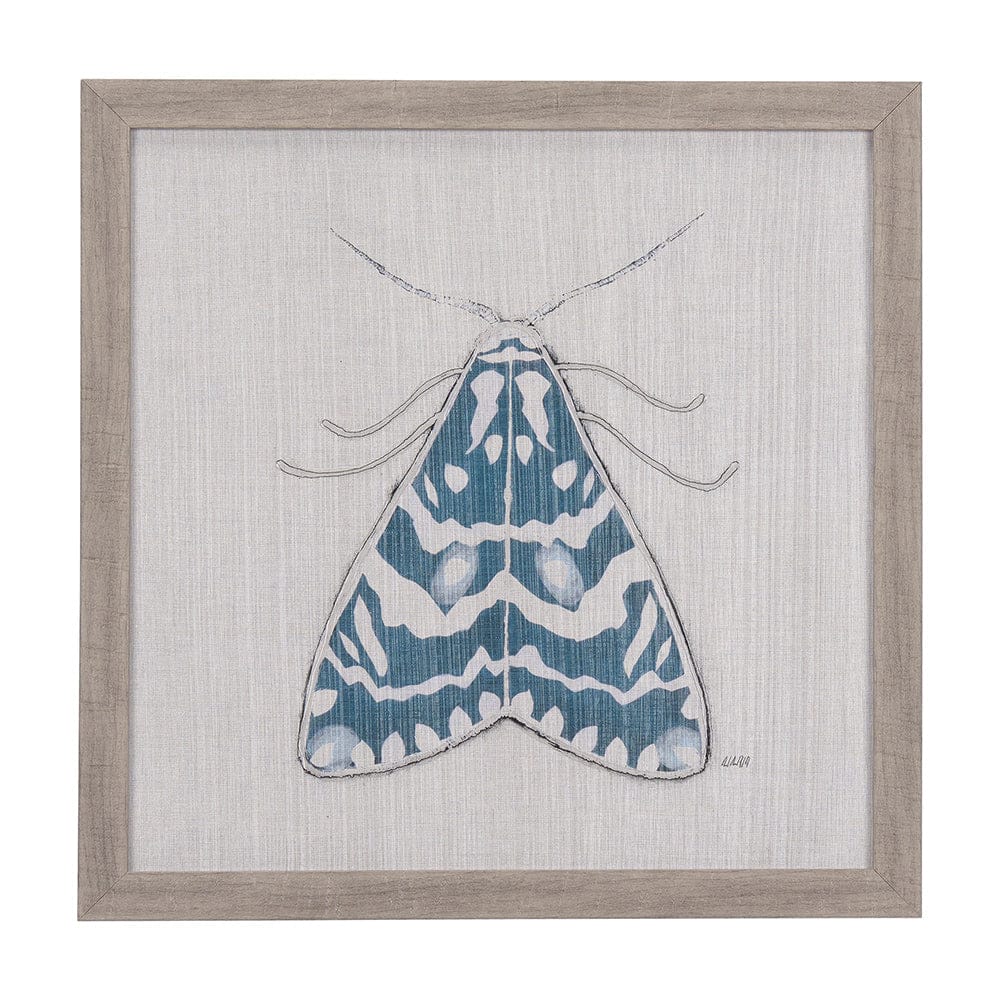 Mercana - Moth Blue III by Mercana Studio a Hand Embellished Textured Framed Art Print - 14310 view 1