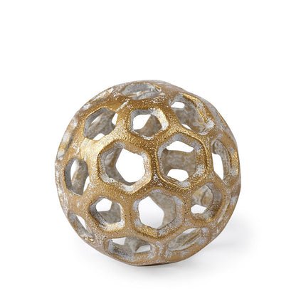 Mercana - Moyer I Small 3L x 3W Gold Metal Hollow Decorative Orb - 68604 view 1