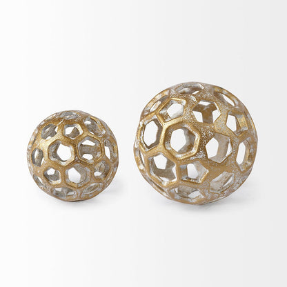 Mercana - Moyer I Small 3L x 3W Gold Metal Hollow Decorative Orb - 68604 view 4